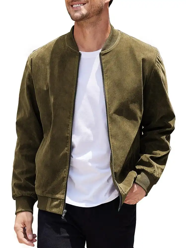 Vintage Suede Bomber Jacket