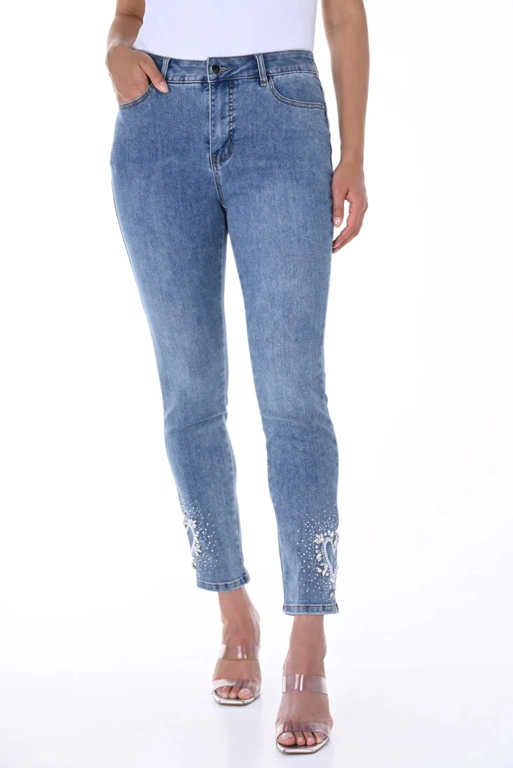 Light Blue Denim Button - Front Jeans