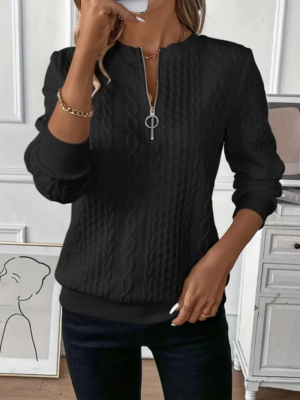 Cable Half Zip Pullover