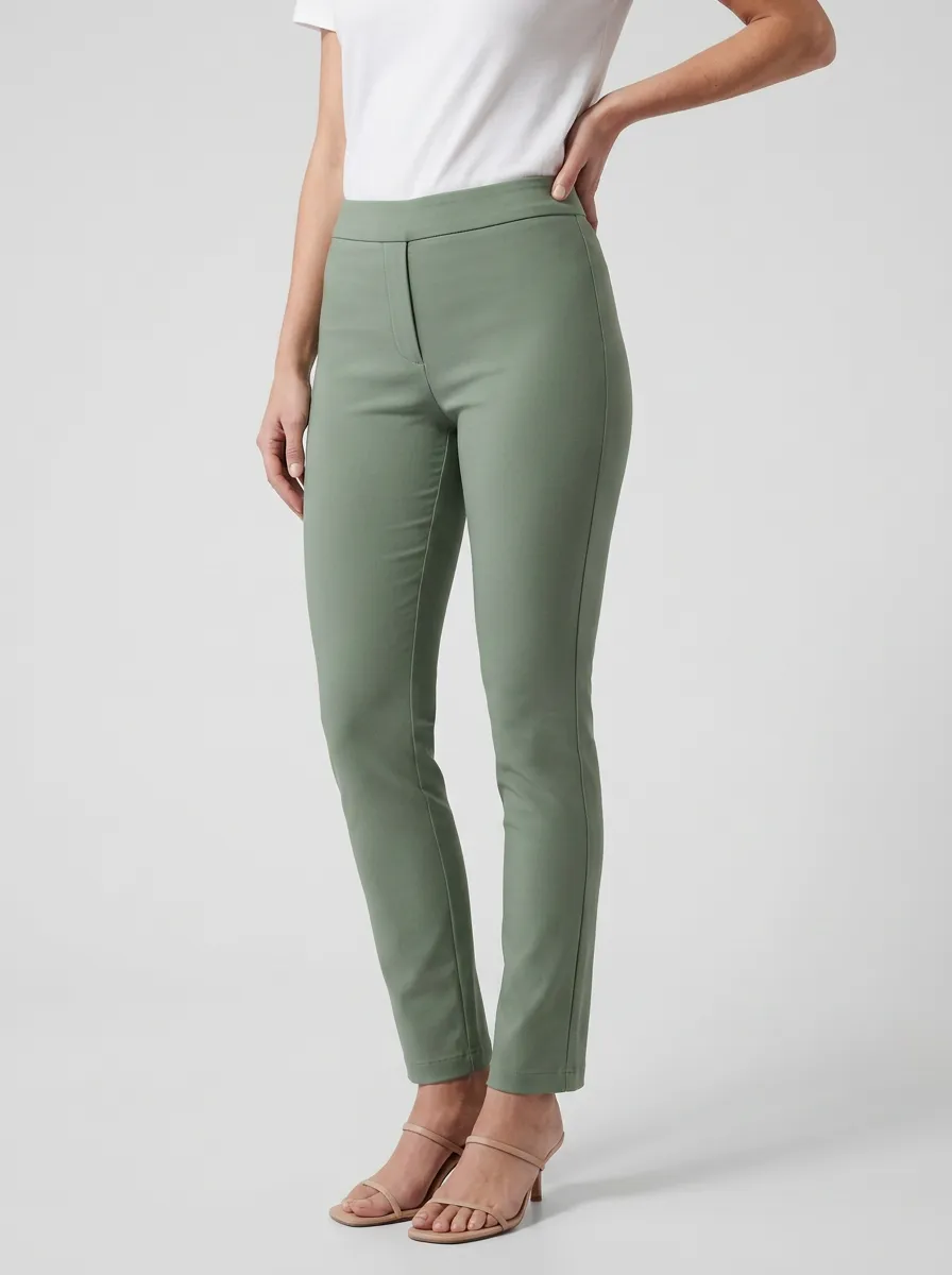 Relaxed Mid-Rise Stretch Pants