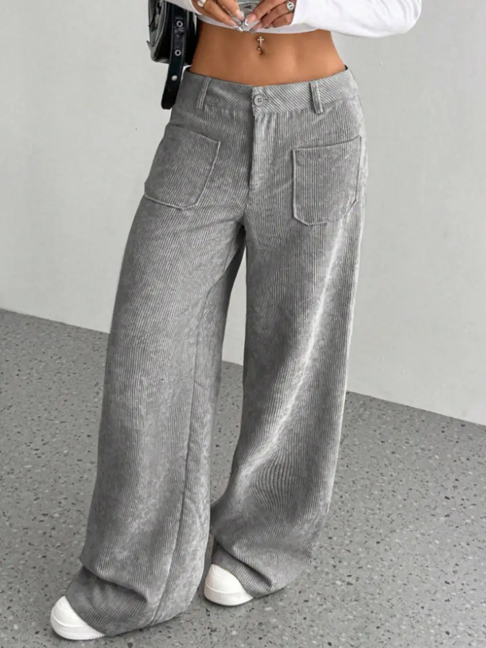 Wide Leg Pocket Detail Pants