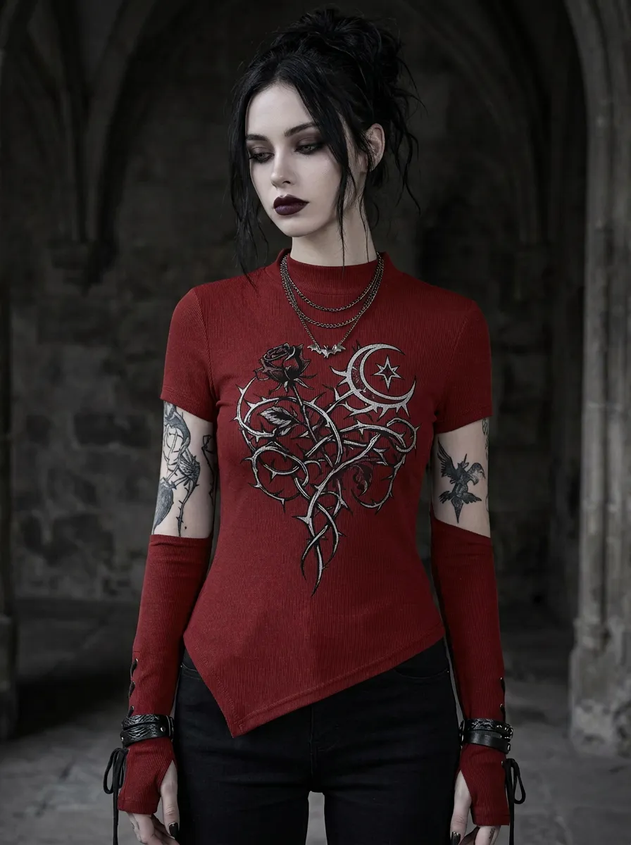 Underground Rose Moon Thorn Gothic Edit Women's Gothic T-Shirt