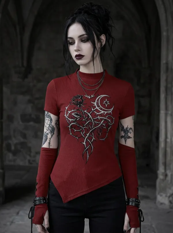 Underground Rose Moon Thorn Gothic Edit Women's Gothic T-Shirt