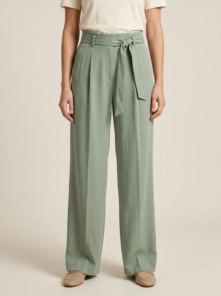 Everyday Belted High Rise Wide Leg Trousers