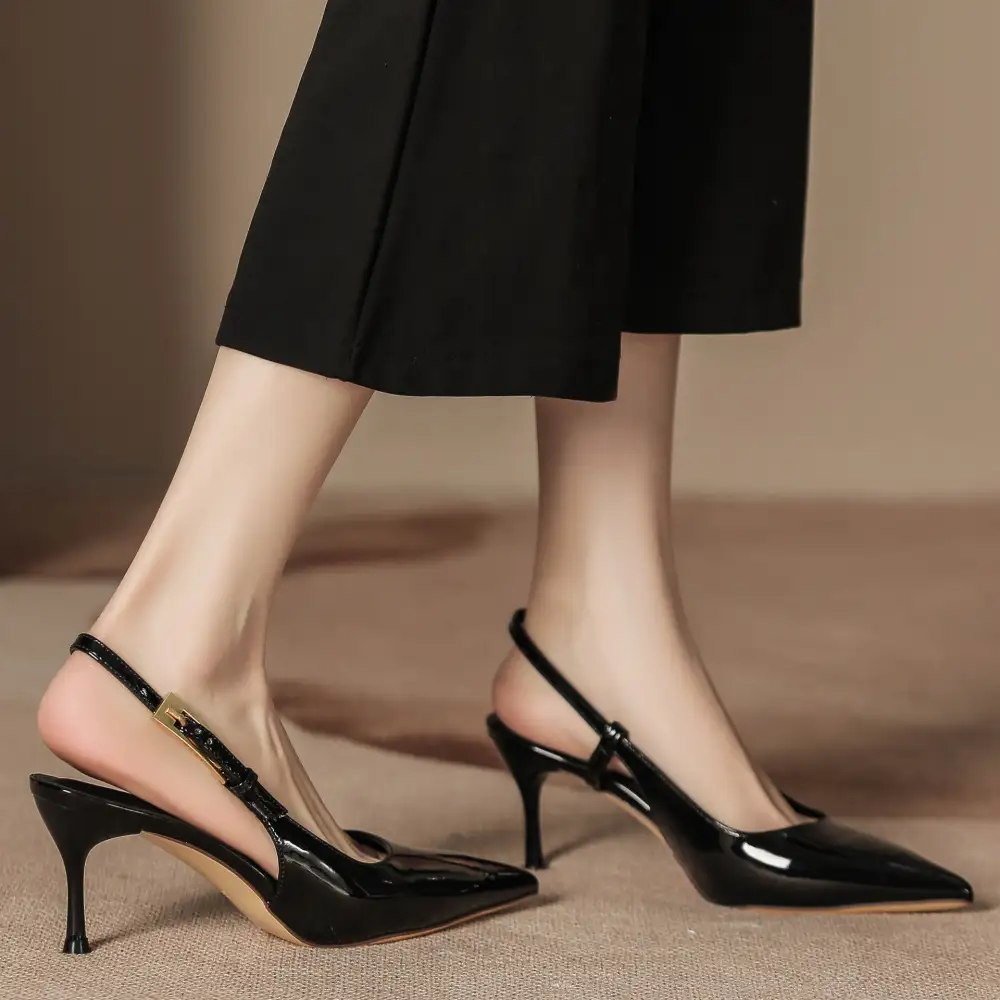 Glossy Finish Stiletto Sandals