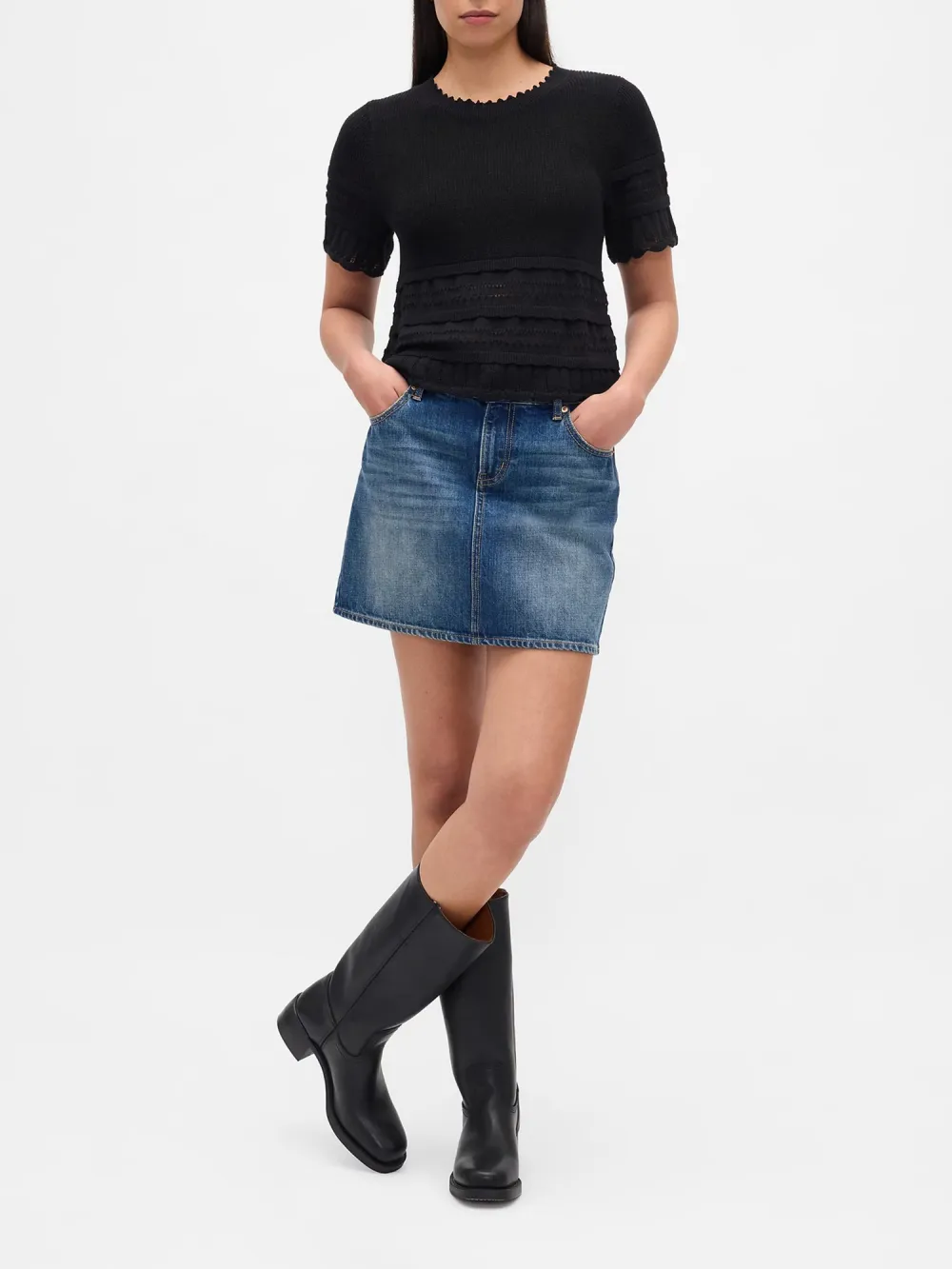 Ribbed Mouth Hollow Sweater