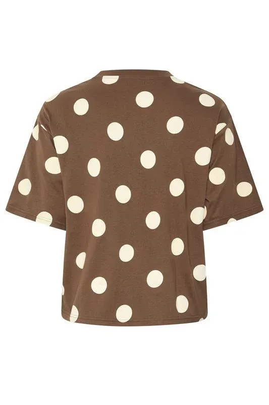 LIMITED COLLECTION Curve Brown Polka Dot T-Shirt