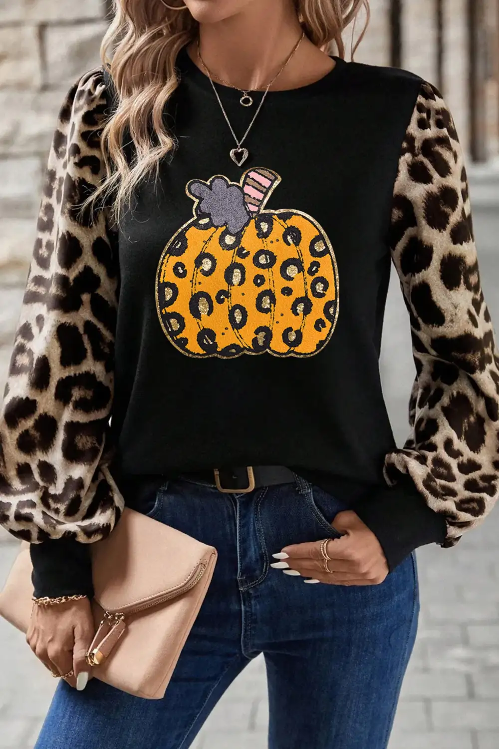 Women's Leopard Print Graphic Knit T-Shirt