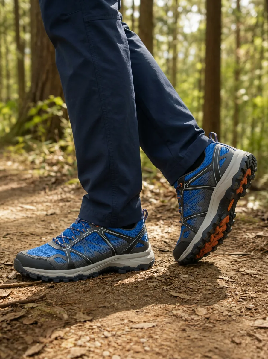 Men's Hiking Outdoor Blue Mesh Printed Shoes