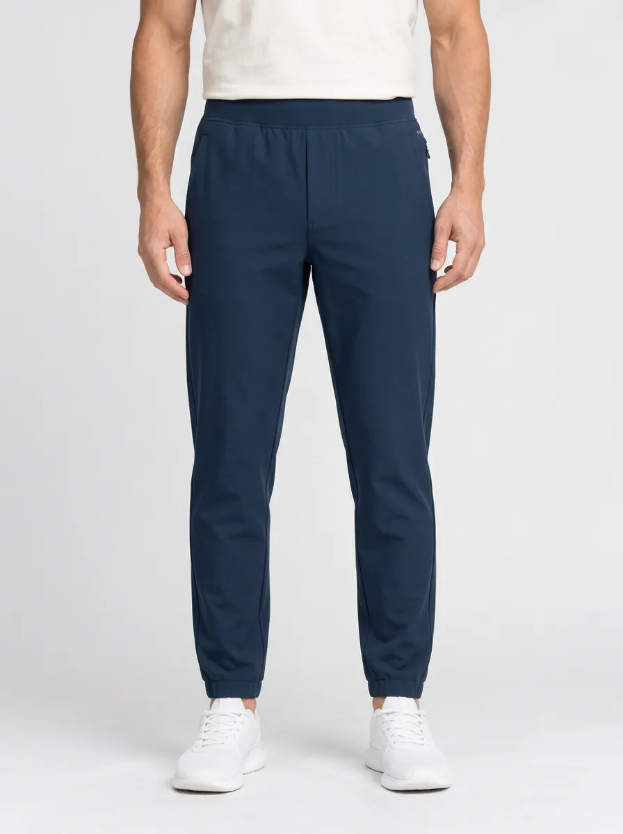 Navy Printed Solid Sweatpants for Men