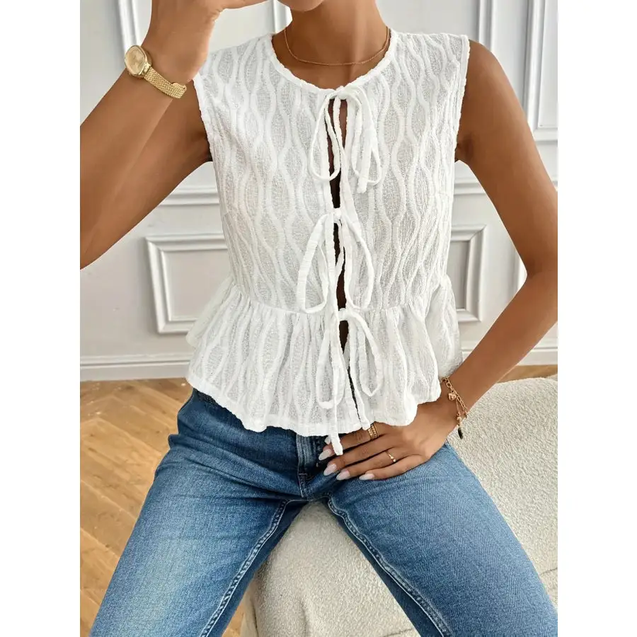 Tied Front Round Neck Tank