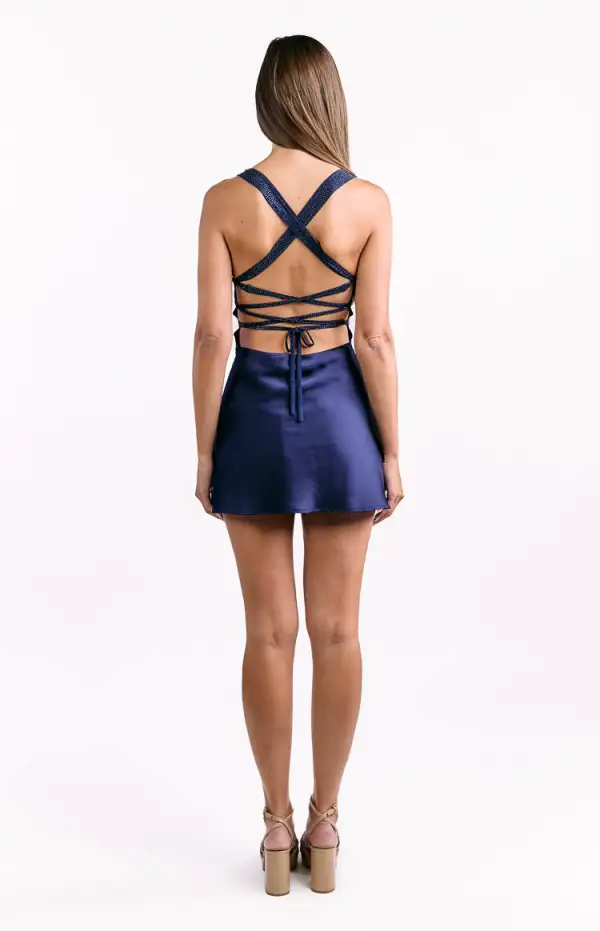 Corset Satin Contrast Mini Dress