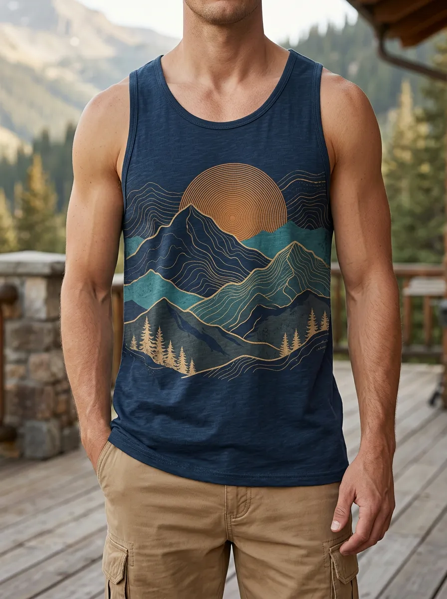 Men's Nature Mountain Sunset Tank Top