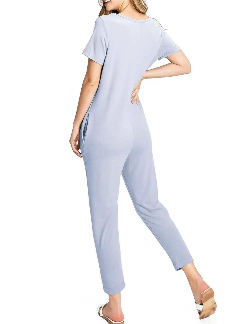 V-Neck Short Sleeve Jumpsuit