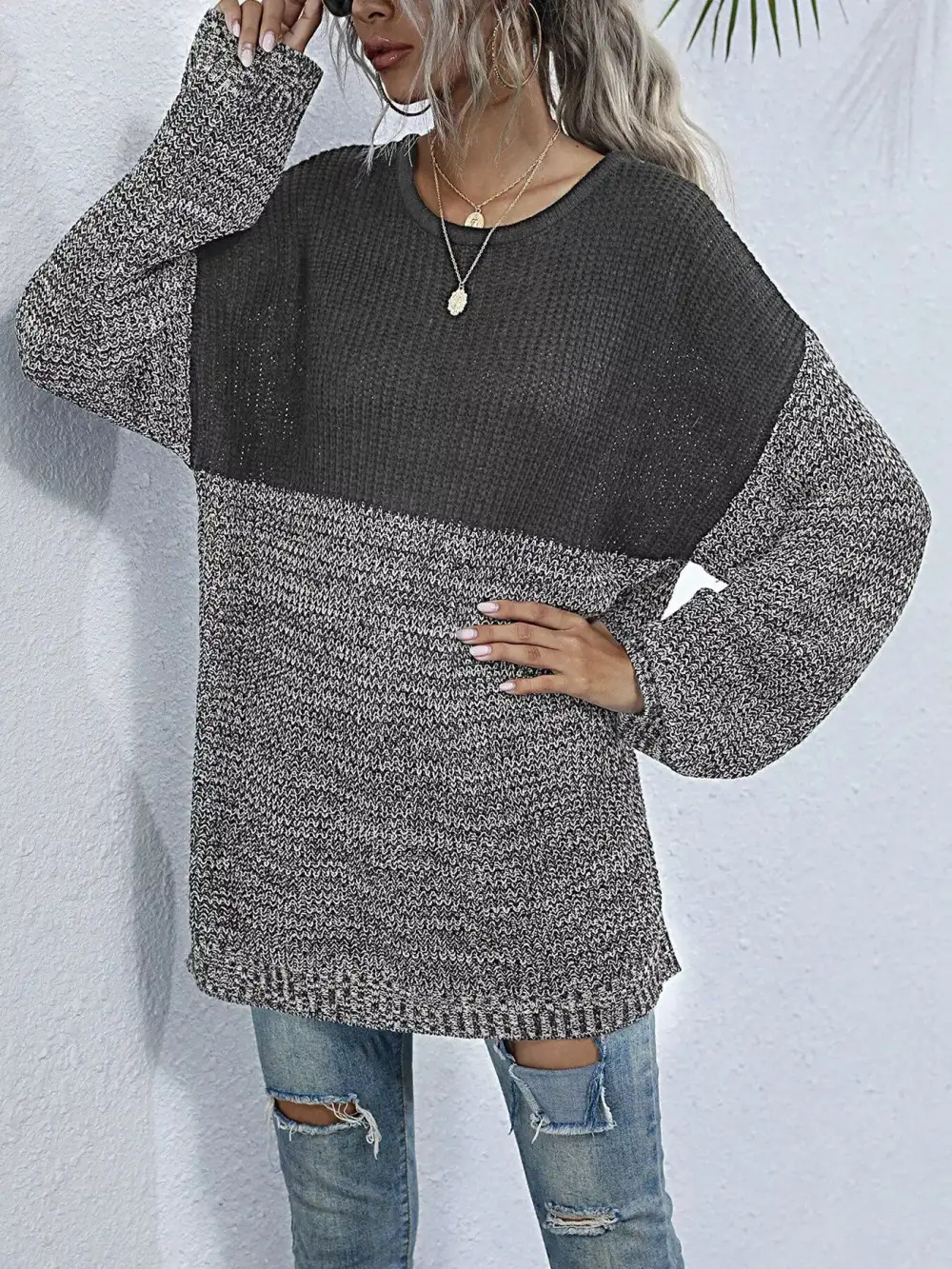 Color Block Oversized Sweater