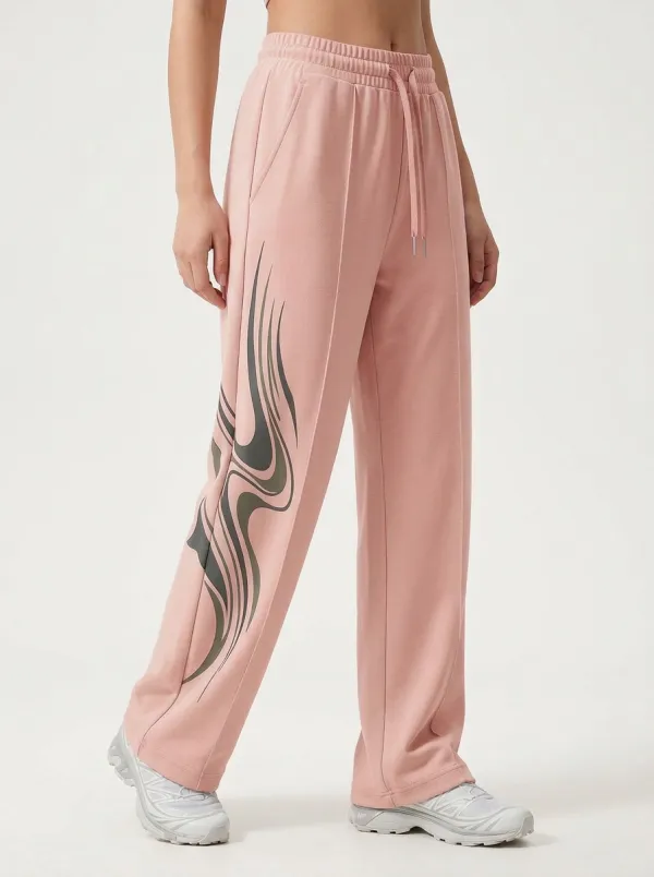 Women's Y2K Aesthetic Abstract Flame Graphic Sweatpants