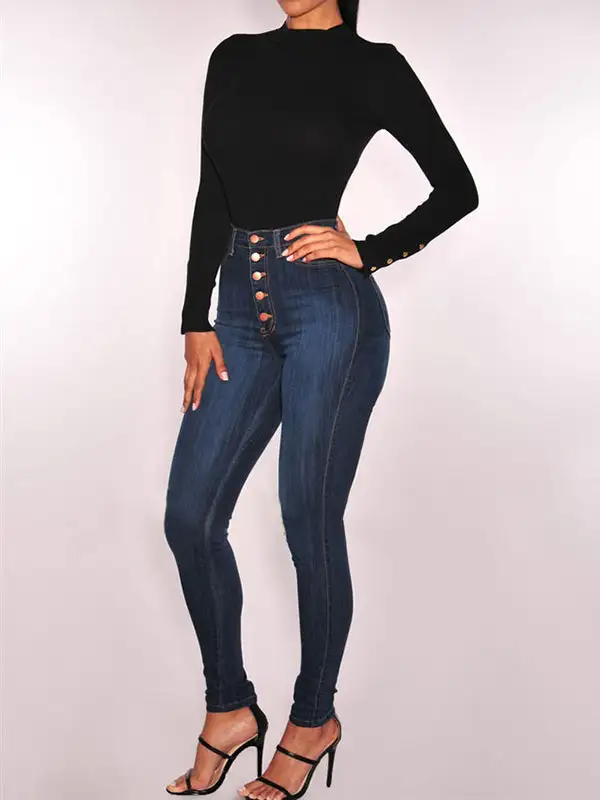 High Waist Skinny Fit Seamed Jeans