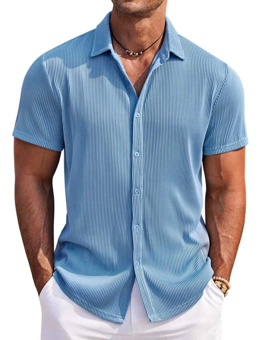 Structured Short Sleeve Button Front Shirt