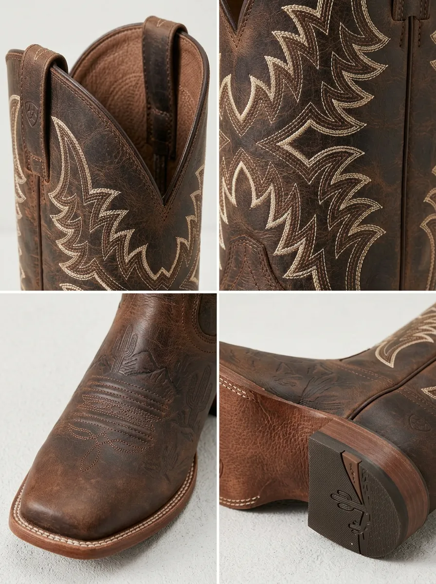 Men's Western Cowboy Cactus Embossed Printed Western Boots