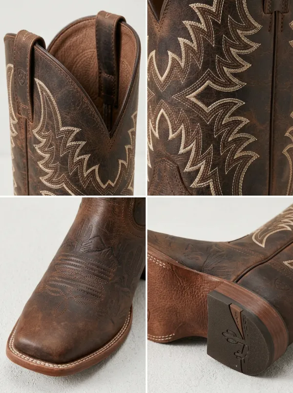 Men's Western Cowboy Cactus Embossed Printed Western Boots
