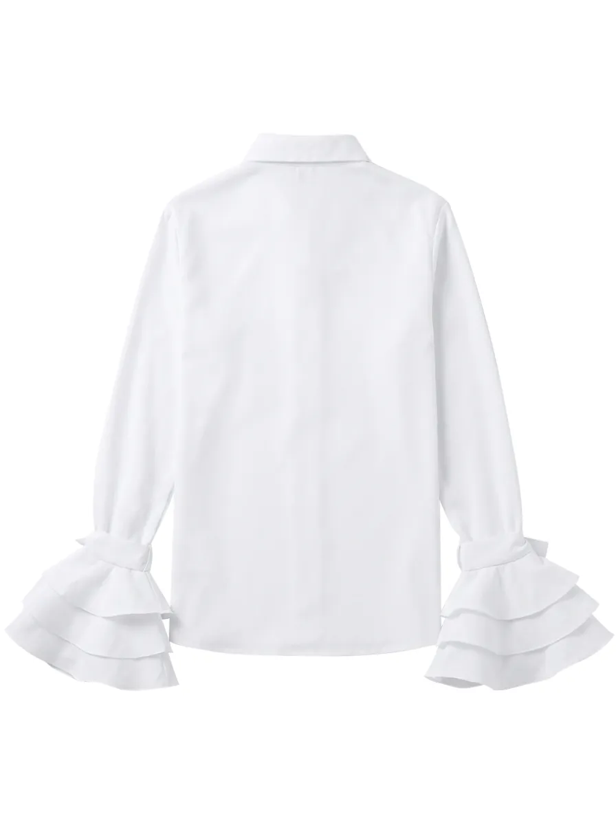 Women's Cotton Ruffled Lapel-Collar Blouse