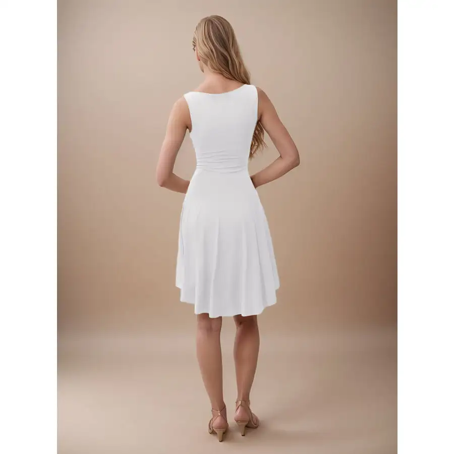 High-Low Round Neck Sleeveless Mini Dress