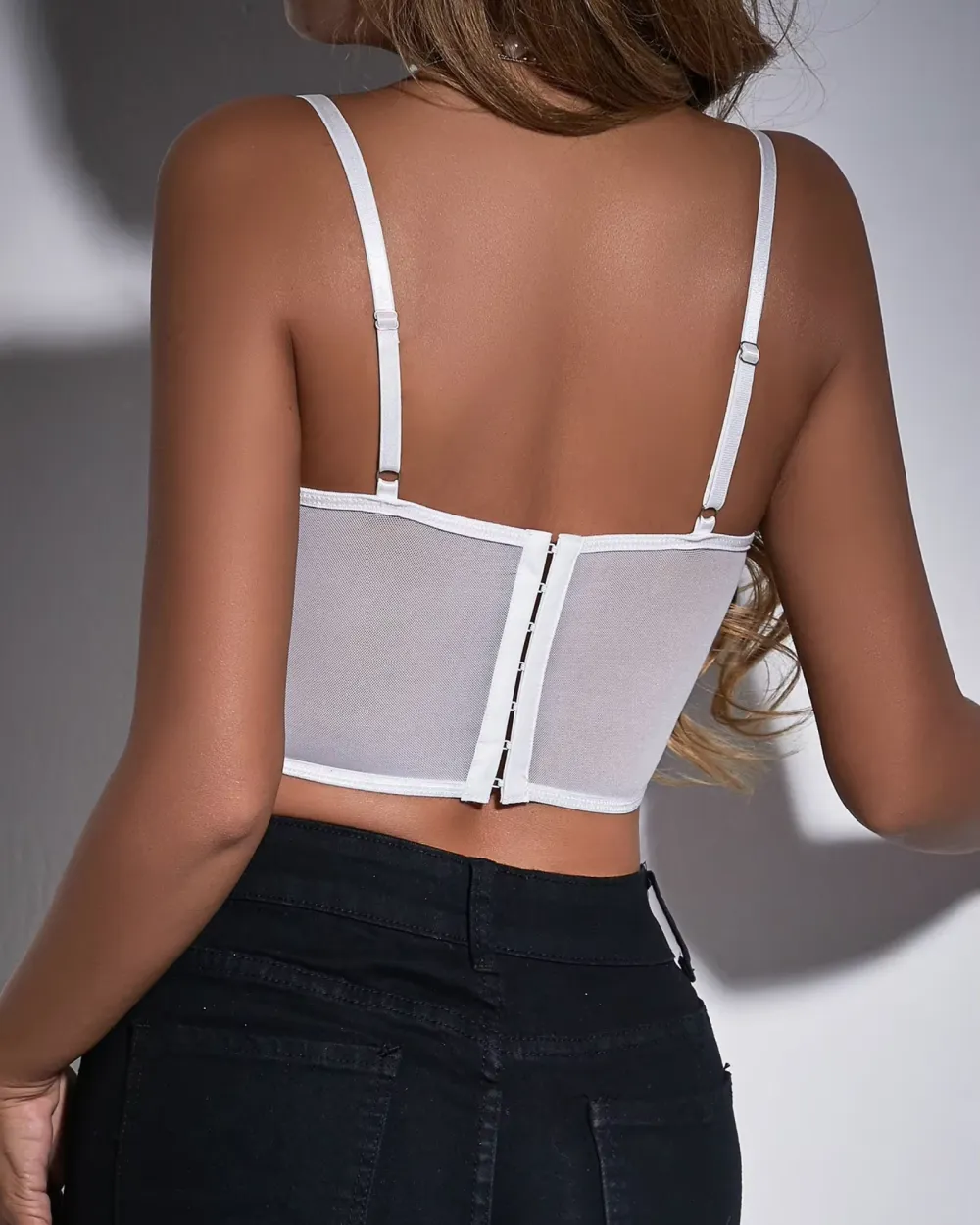 Lace Bra with Pearl Chain Detail