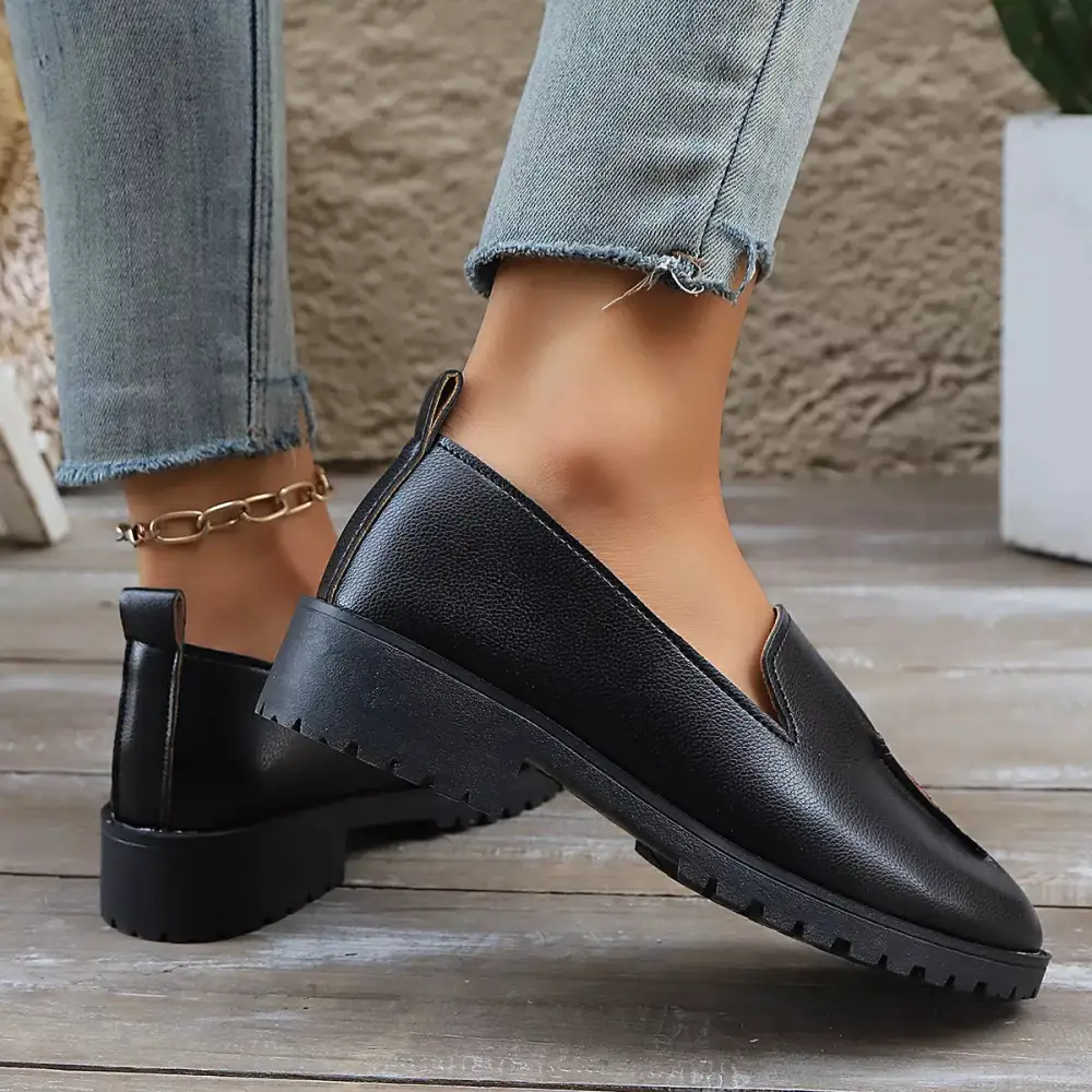 Refined Round Toe Block Heel Loafers