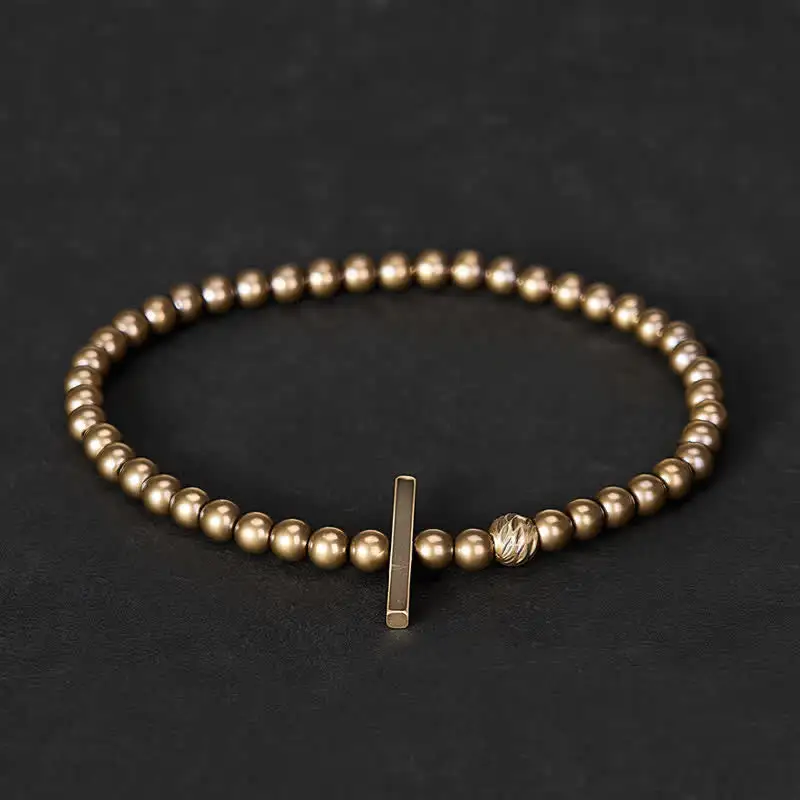 Small Round Shape Beads Brass Bracelet