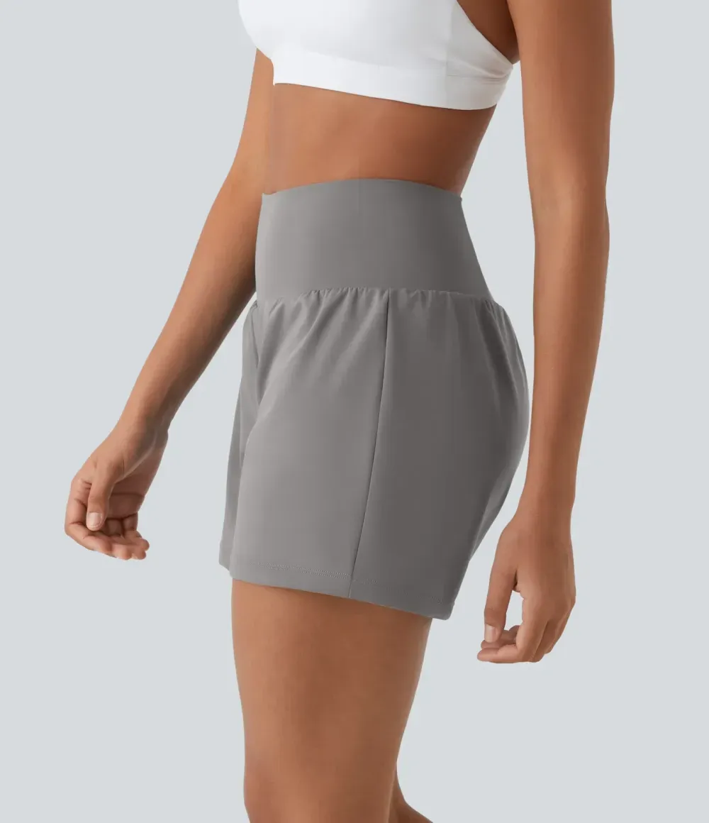 2026🔥 UK Super High Waisted Back Pocket & Side Hidden Pocket 2-in-1 Yoga Shorts