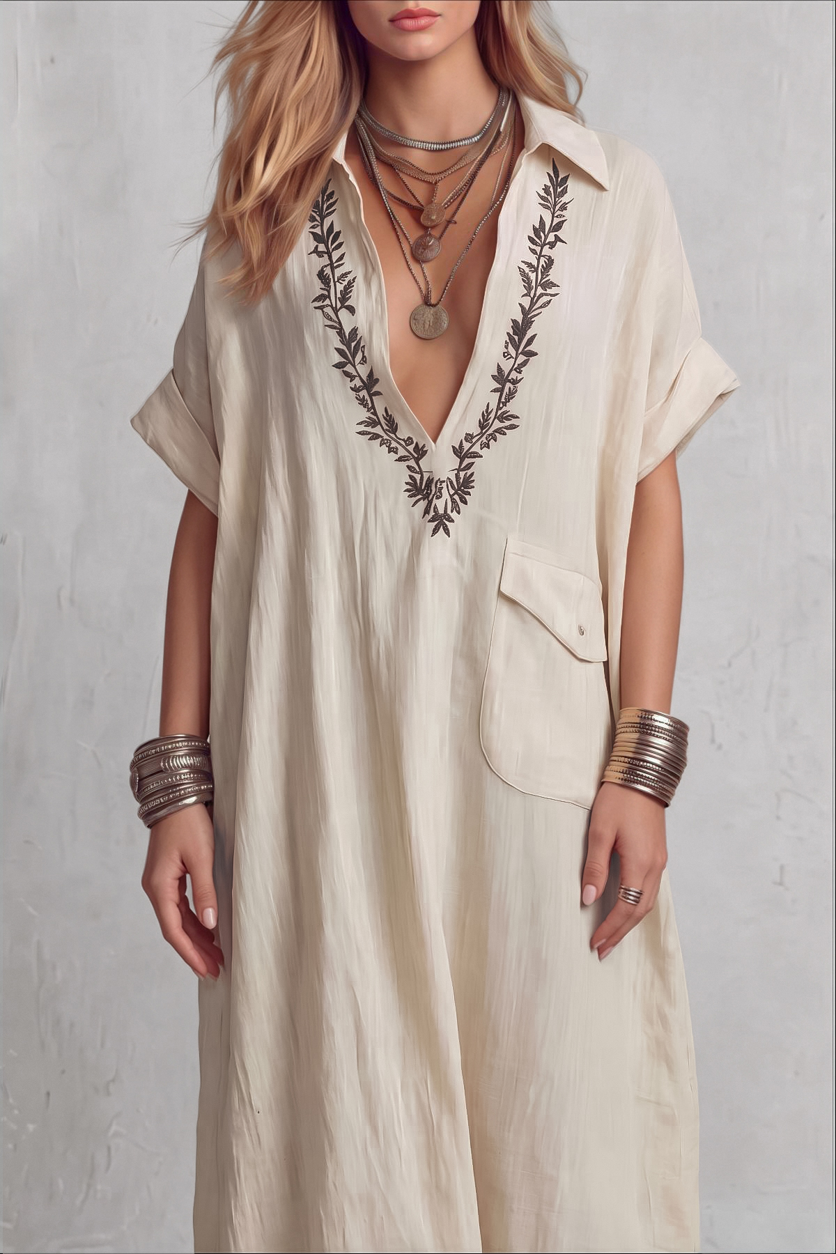 Classic Plunge Neck Maxi Dress
