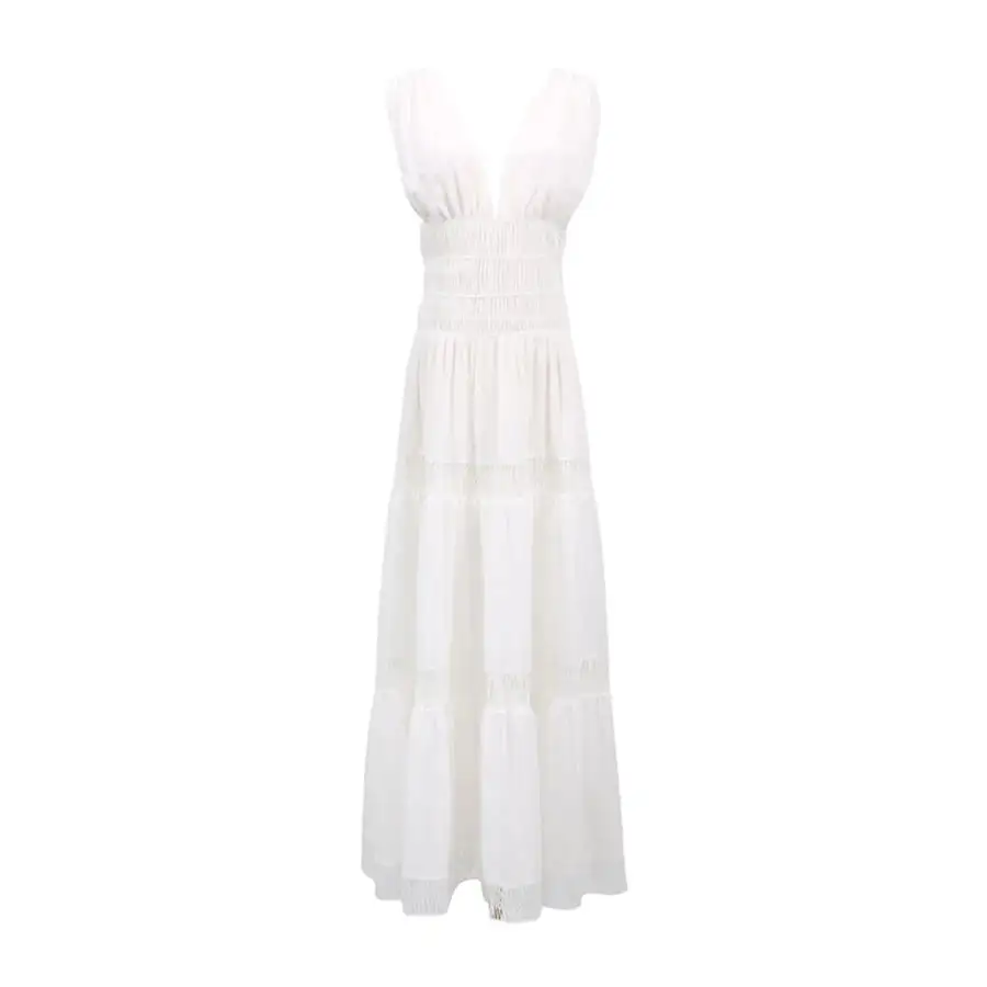 Tiered V Neck Sleeveless Maxi Dress