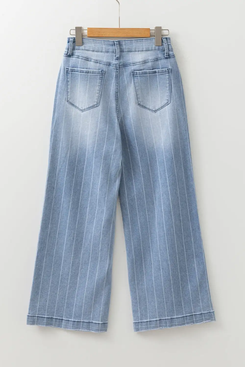 Women's Multi Buttons Pinstripe Wide Leg Jeans