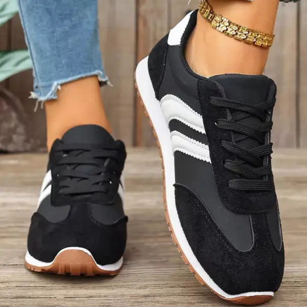 Refined Striped Lace-Up Casual Sneakers