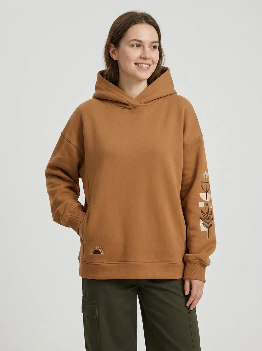 Women's Leaf Boho Graphic Minimalist Modern Casual Hoodie