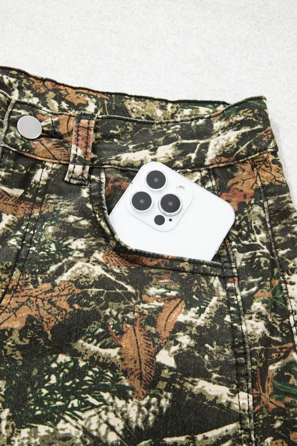 Women's Western Woodland Camouflage Straight Leg Shift Jeans