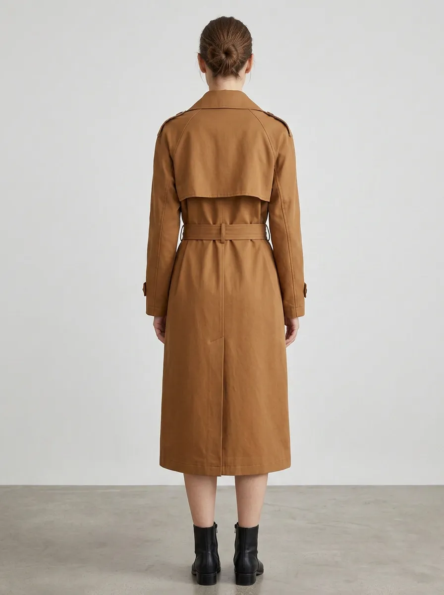 Women's Refined Belted Casual Long Trench Coat