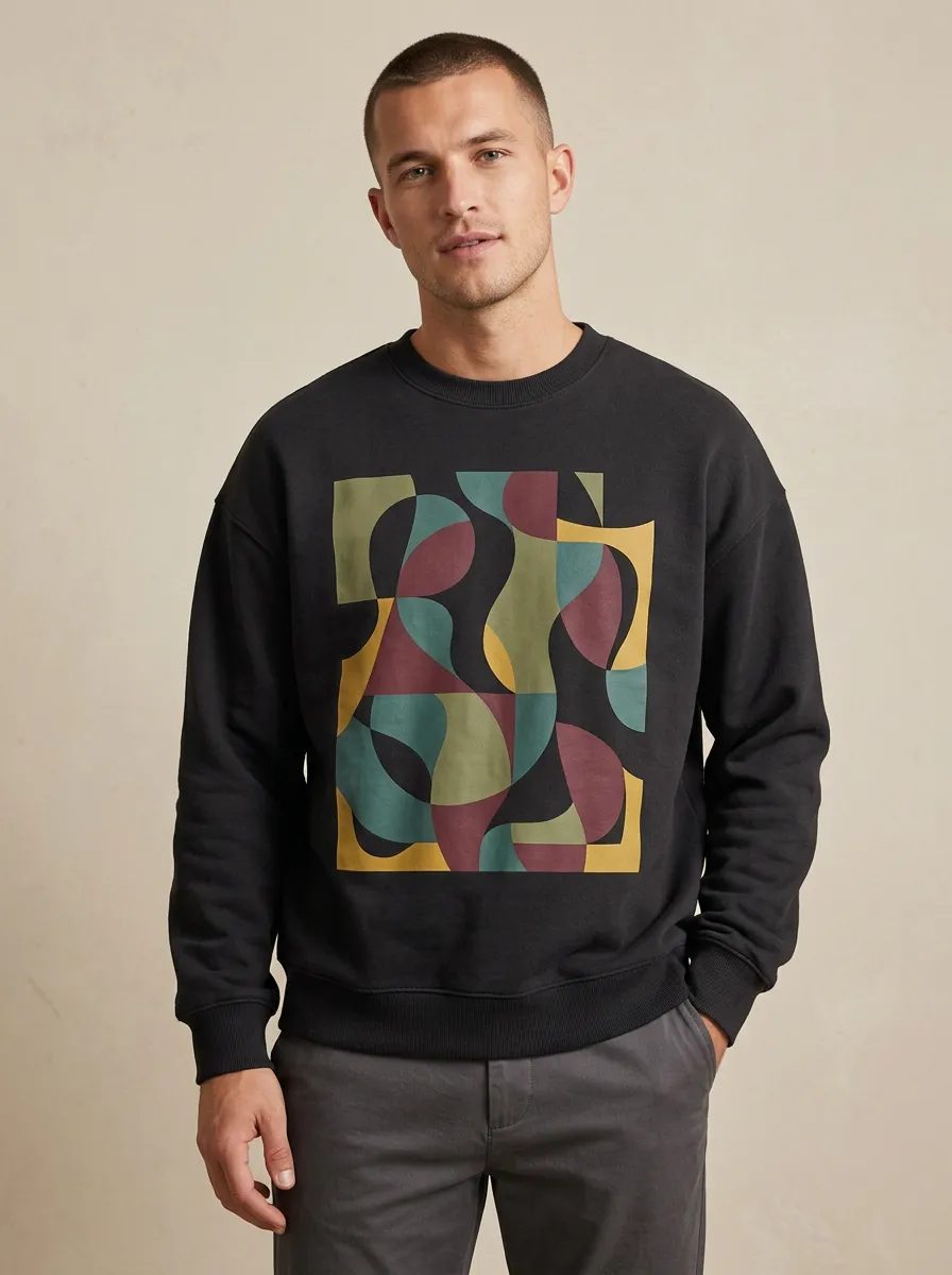 Men's Abstract Art Geometric Pattern Printed Sweatshirt Modern Pattern