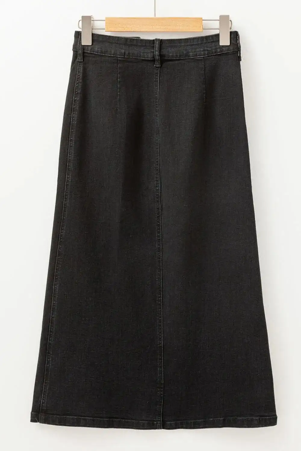 Denim Button Front Midi Skirt