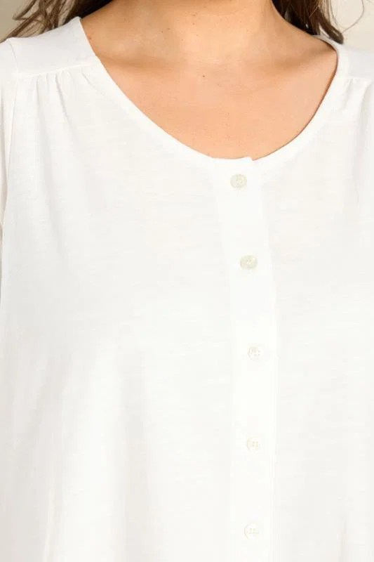 Ivory White Short Sleeve Cotton Top detail 3