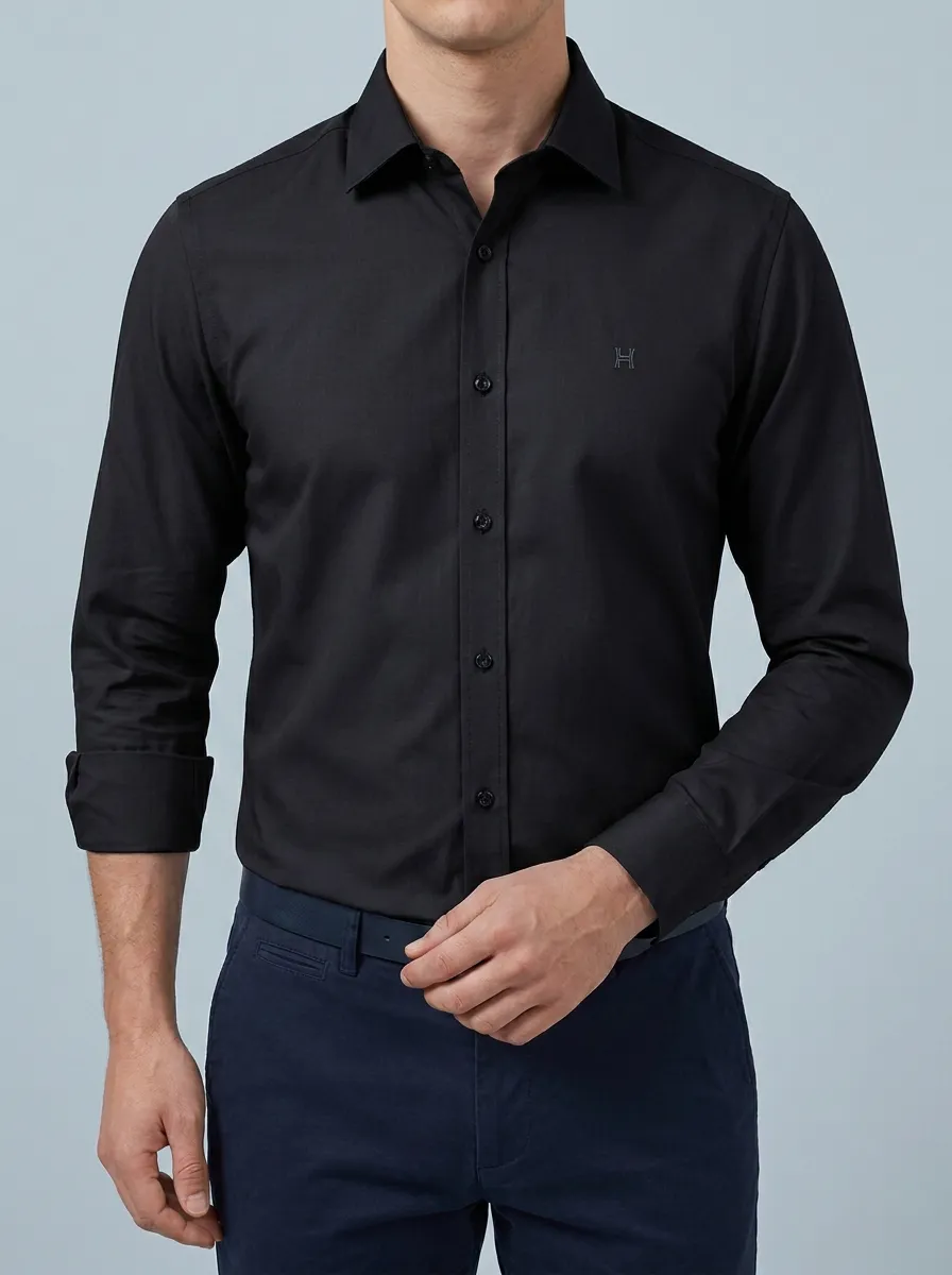 Men's Non-Iron Cotton Light Blue Solid Button Down Shirt