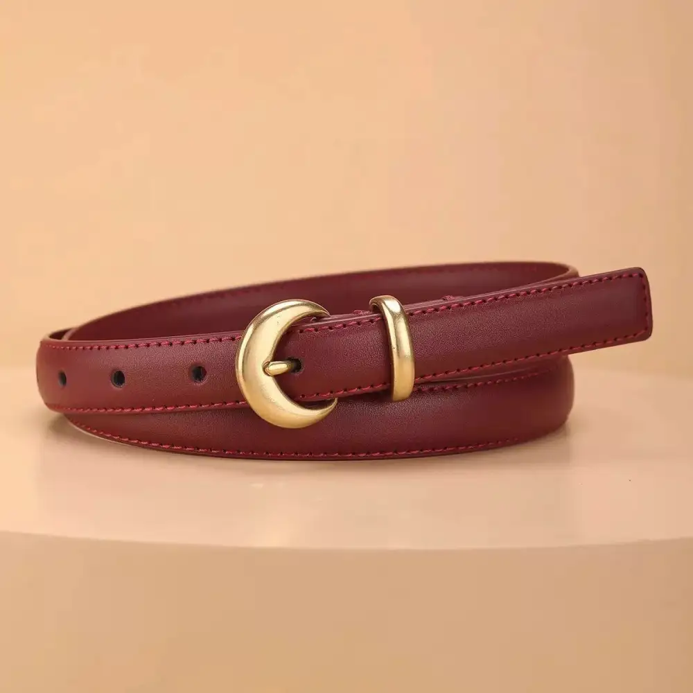Crescent Buckle Leather Belt