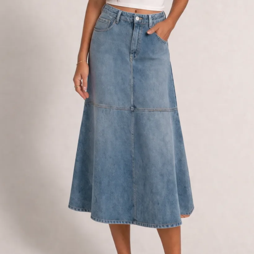 Denim Flare Casual Skirt
