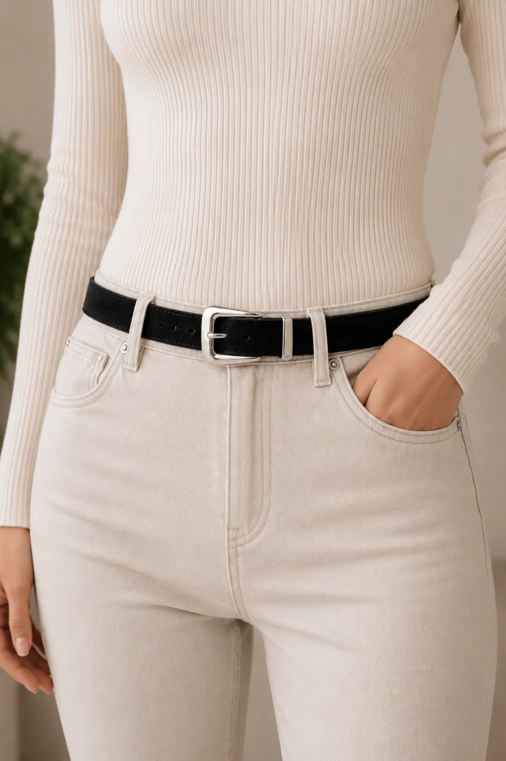 Sculpted Buckle Vegan Belt