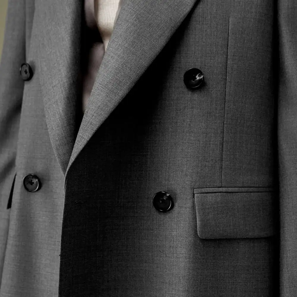 Wool Silk Double Breasted Blazer