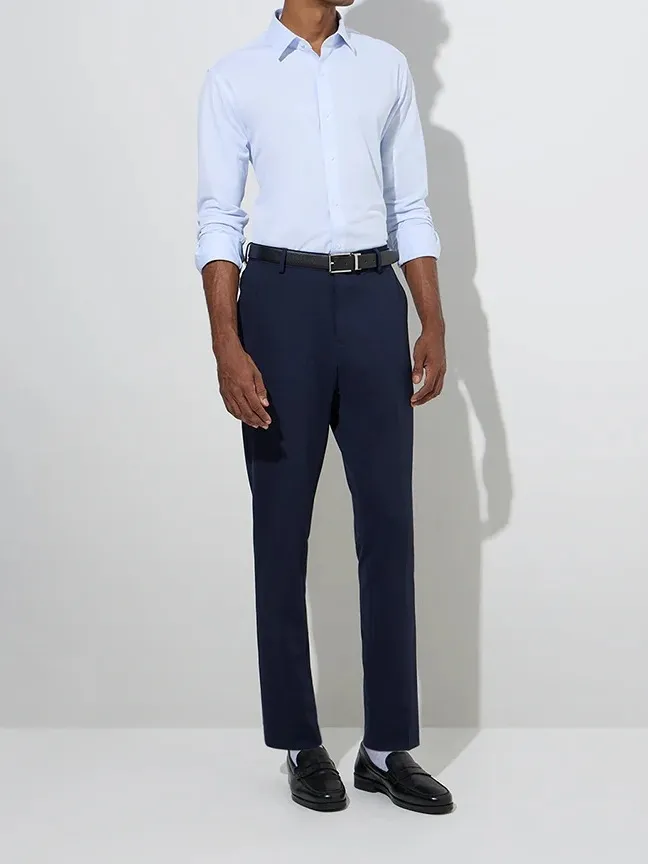 Light Blue Solid Slim-Fit Shirt
