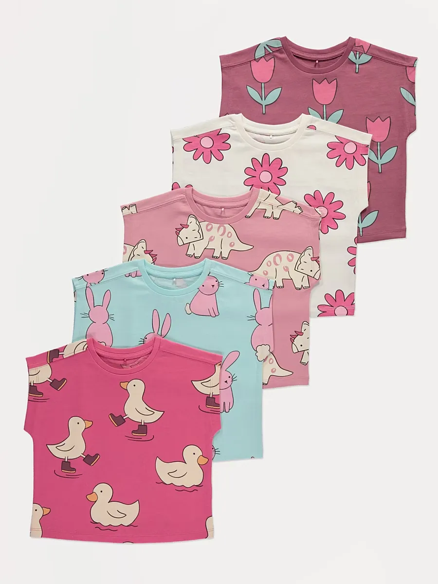 Animals and Flowers T-Shirts 5 Pack