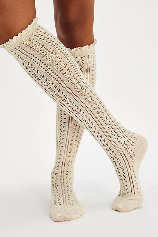 Lace Net Pointelle Tall Red