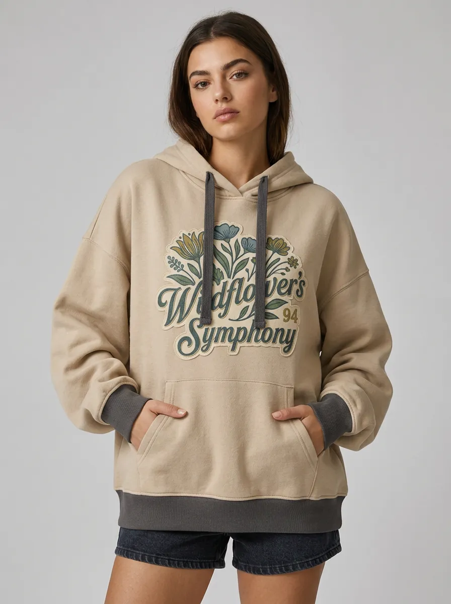 Women's Nature Lover Wildflower Symphony Floral Printed Hoodie