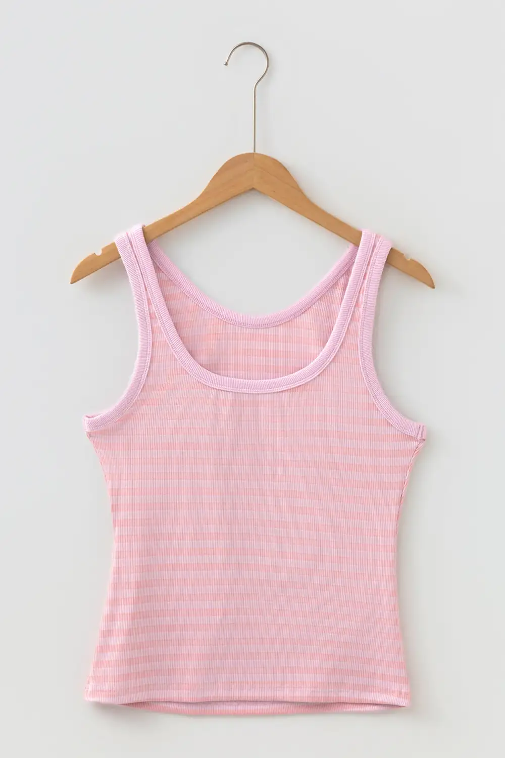 Round-Neck Slim Ribbed-Knit Striped Tank Top